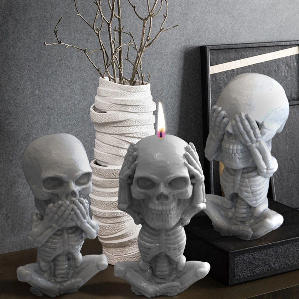 3D Skull Candle Mold DIY Aromatherapy Candle Making Mold Halloween Skeleton Candle Silicone Mold