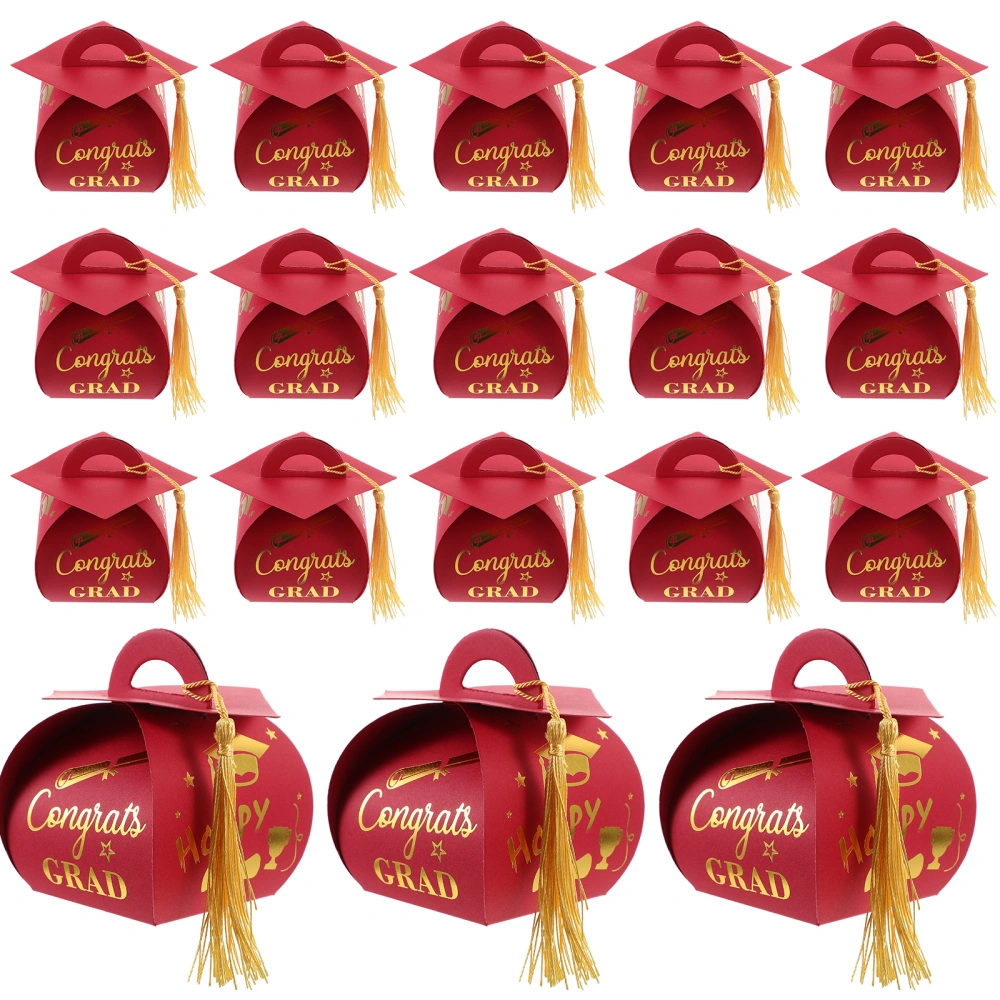 50pcs Graduation Cap Box Graduation Party Favors Graduation Candy Boxes with Tassel