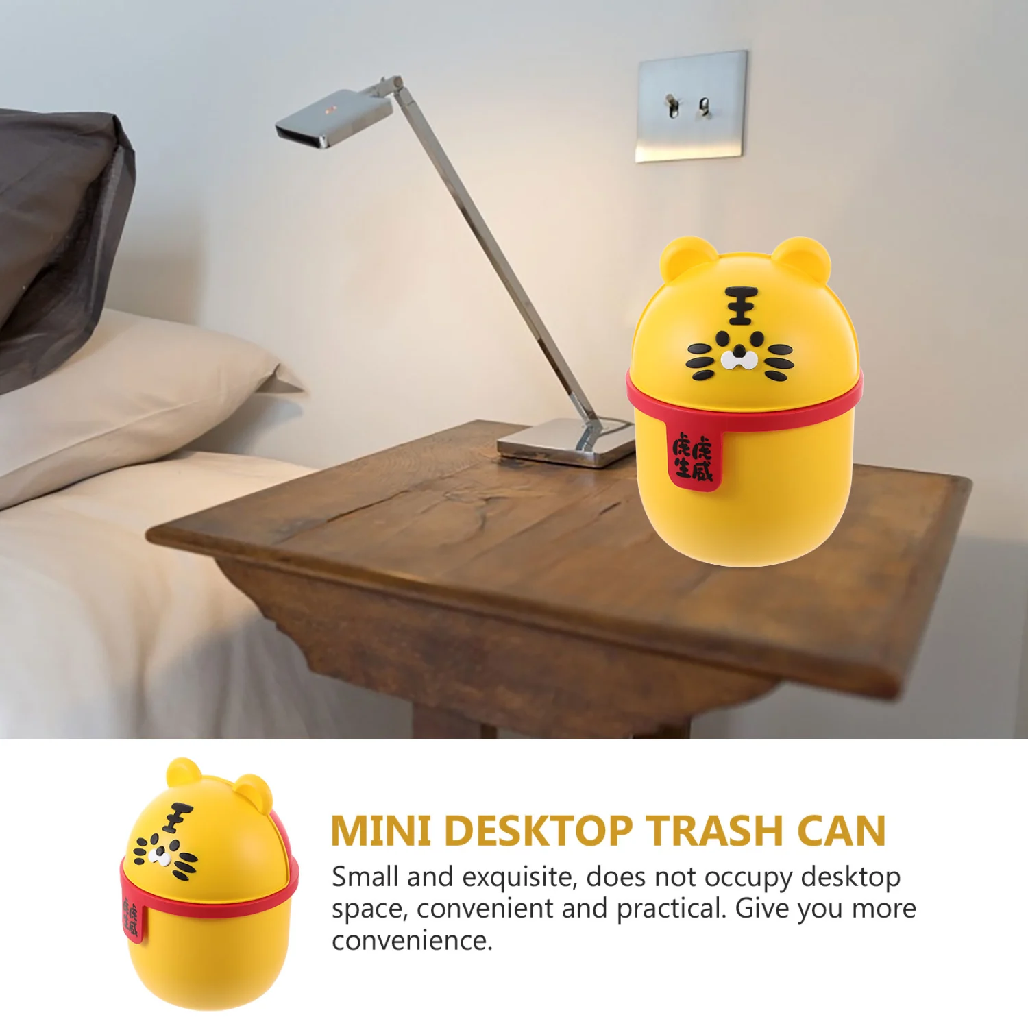 Desk Trash Can Small Trash Can Desk Cute Trash Can Countertop Storage Bin with Lid