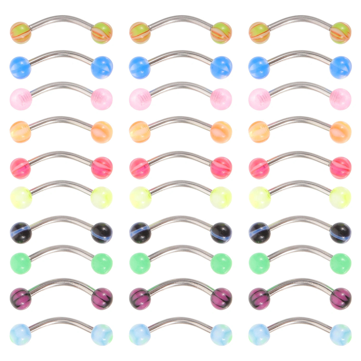 30 pcs Eyebrow Rings Body Piercing Jewelry Decorative Eyebrow Piercing Jewelry for Women
