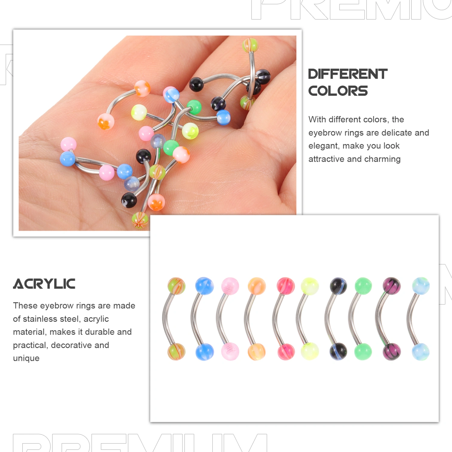 30 pcs Eyebrow Rings Body Piercing Jewelry Decorative Eyebrow Piercing Jewelry for Women