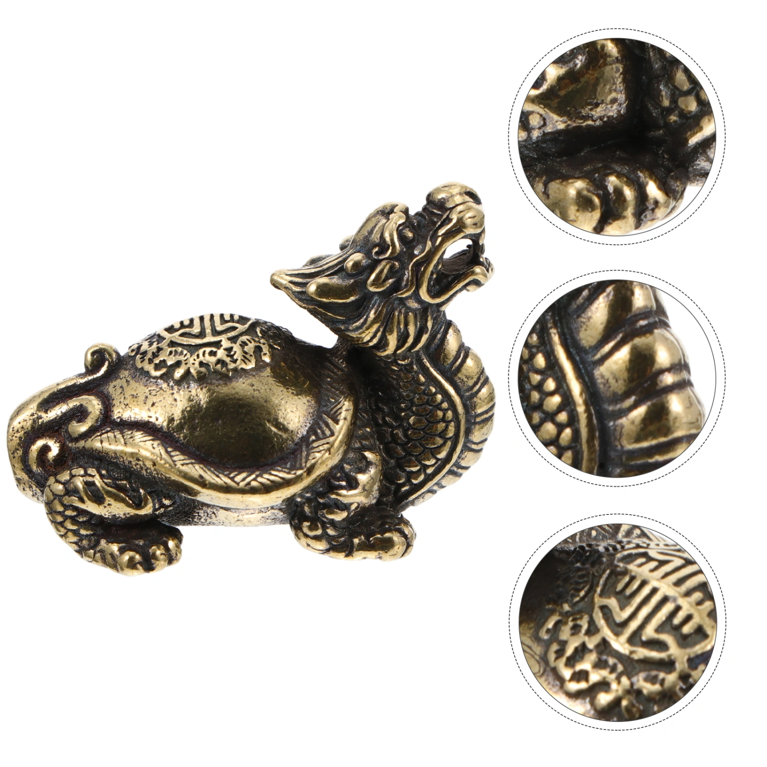 2pcs Exquisite Carving Animal Adornment Dragon Turtle Modeling Craft Key Chain Charm