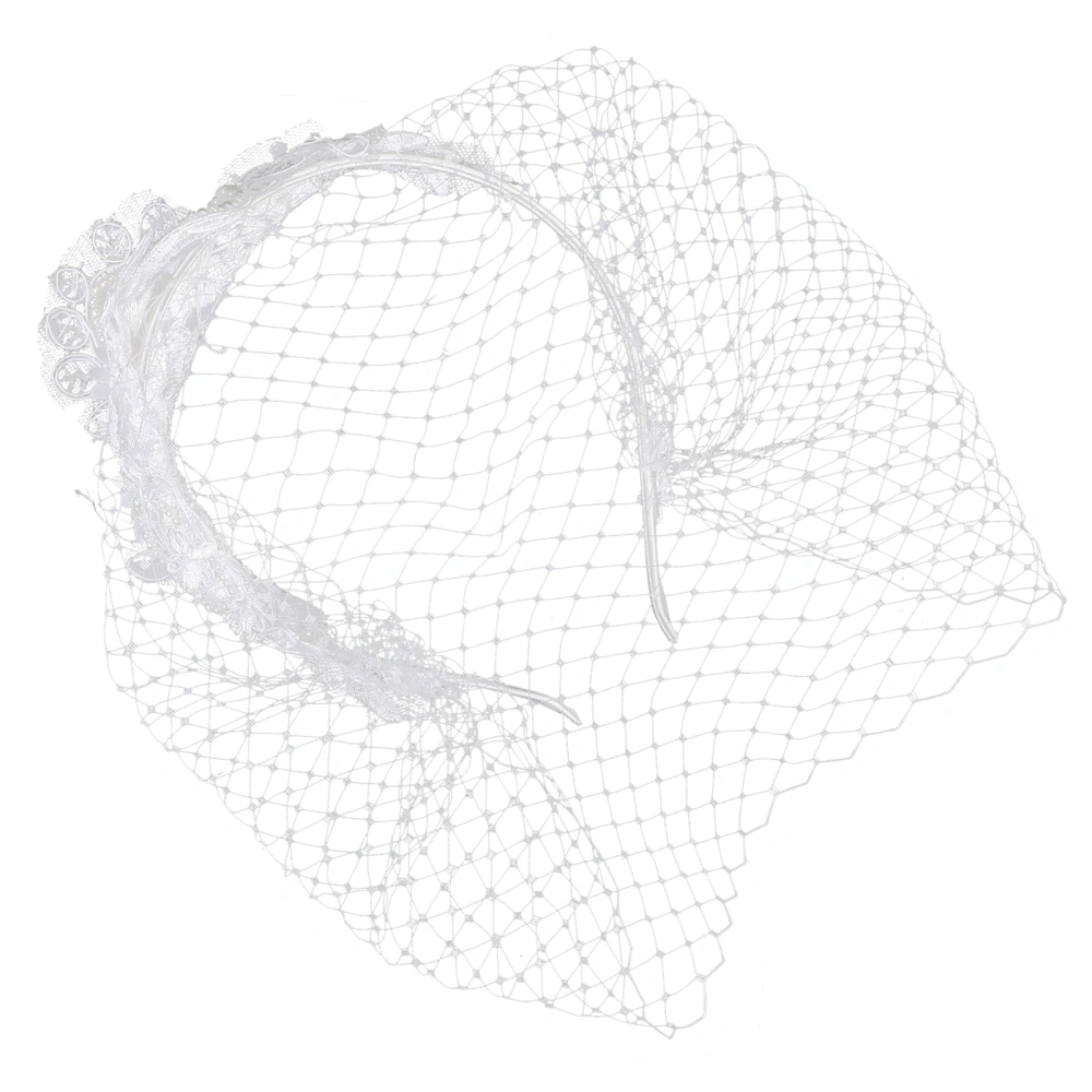 Tea Party Headband with Veil Wedding Headband Veil Bridal Mesh Veil Headband for Women