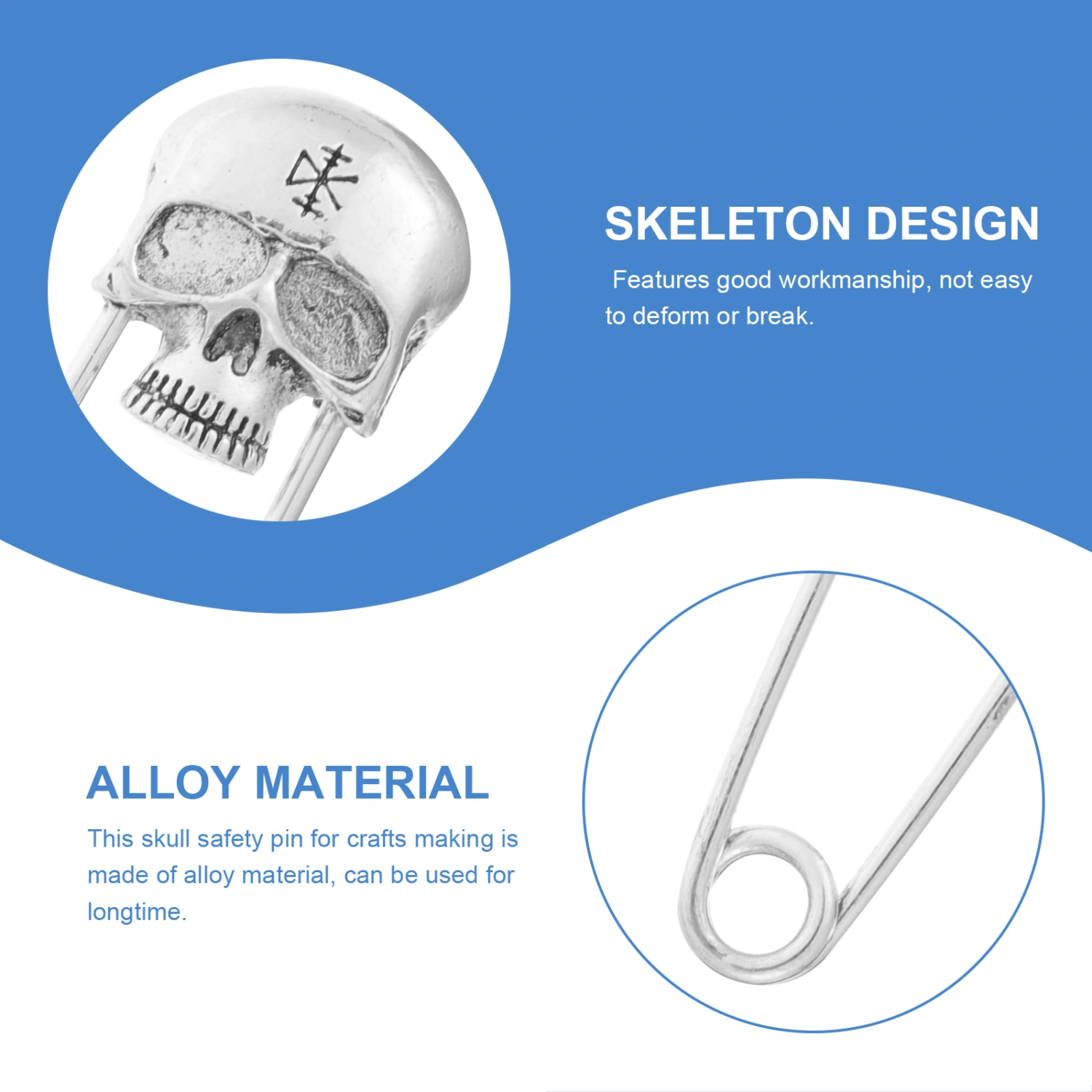 2PCS Skull Safety Pin Skull Pin Chic Skull Lapel Pin Collar Clothing Pin