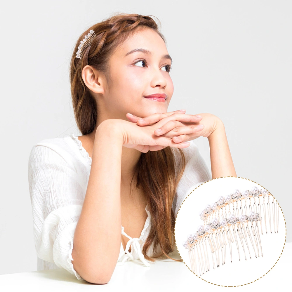 2pcs Bridal Side Hair Combs Rhinestone Hair Combs Wedding Bride Hair Accessory Head Jewelry