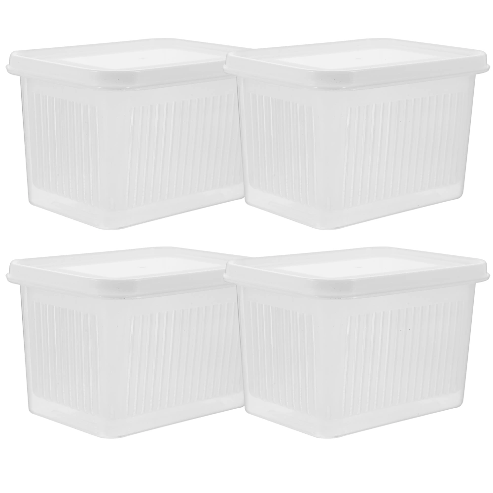 4pcs Plastic Preservation Container Refrigerator Vegetable Storage Containers Ginger Draining Organizer