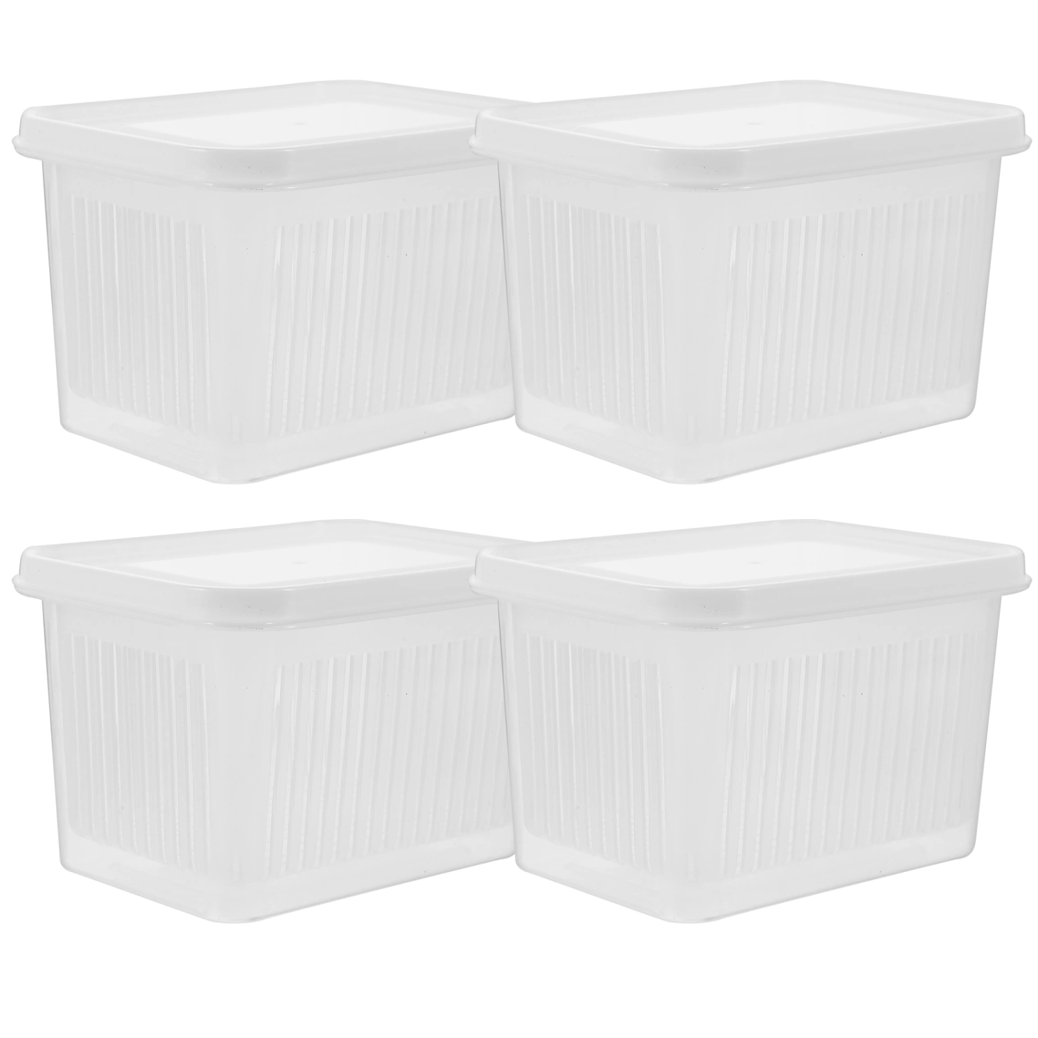 4pcs Plastic Preservation Container Refrigerator Vegetable Storage Containers Ginger Draining Organizer