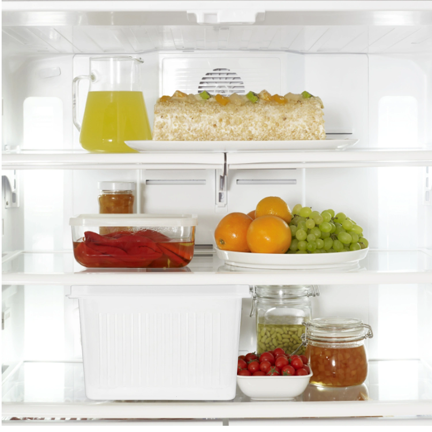 4pcs Plastic Preservation Container Refrigerator Vegetable Storage Containers Ginger Draining Organizer