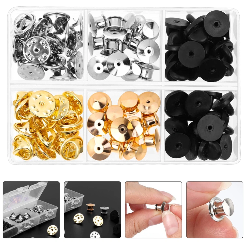 1 box of Pin Keepers Back Decorative Pin Back Clasp Replaceable Pin Backs Flat Round Clasp