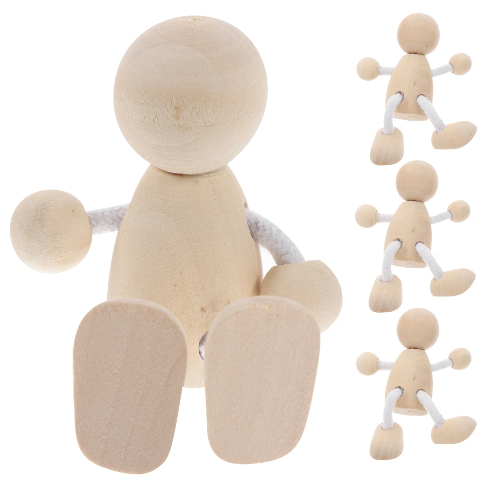 4pcs Diy Wooden Peg Dolls Painting Wood Peg Dolls Small Wooden Peg People for Teens