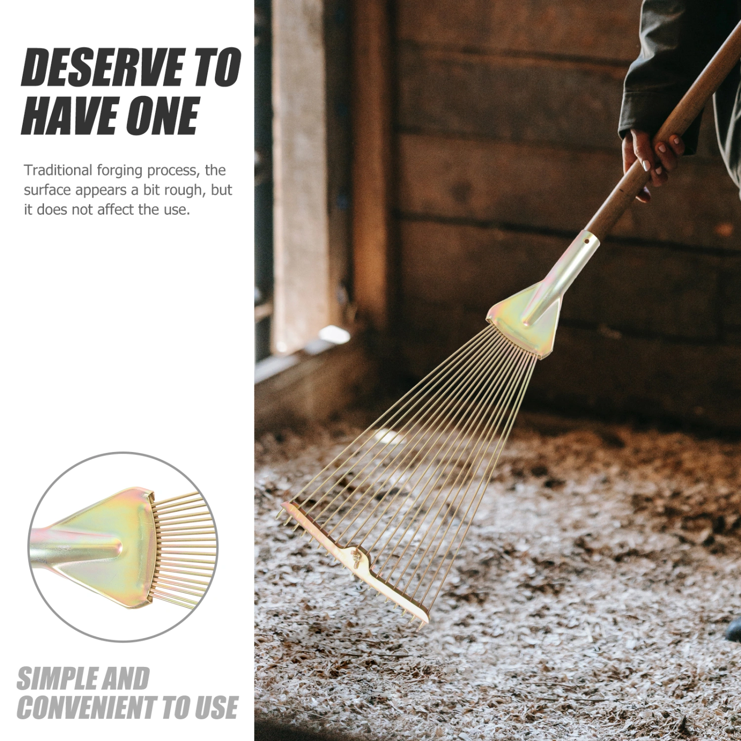 Foldable High-carbon Steel Rake Leaf Rake Fallen Leaves Rake Garden Lawn And Yard Metal Rake