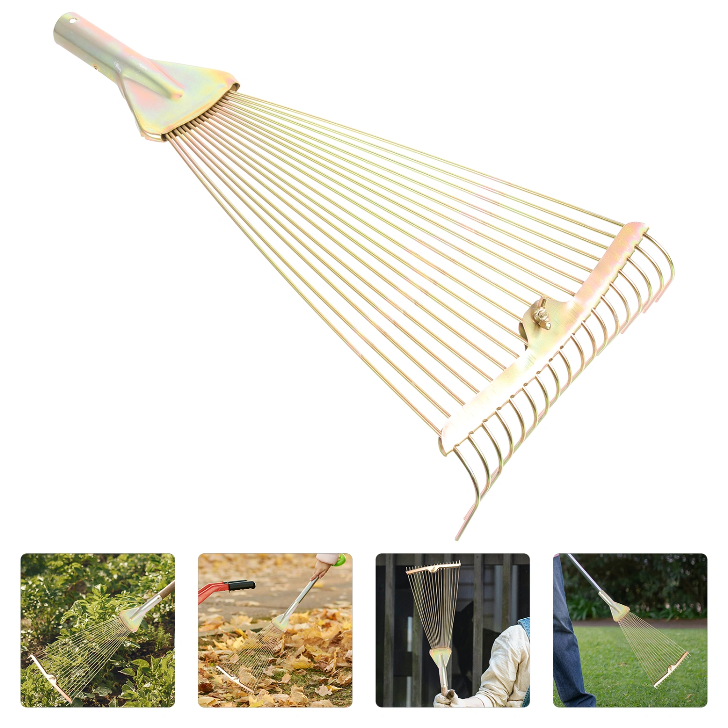 Foldable High-carbon Steel Rake Leaf Rake Fallen Leaves Rake Garden Lawn And Yard Metal Rake