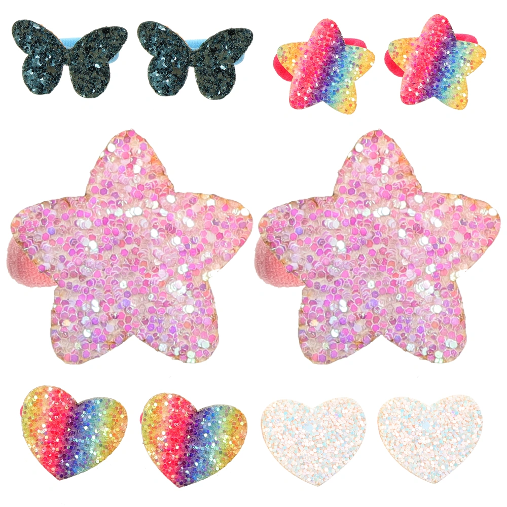 5 Pairs Glitter Hair Ties Girls Hair Tie Elastic Ponytail Holder Sparkle Hair Ties for Children