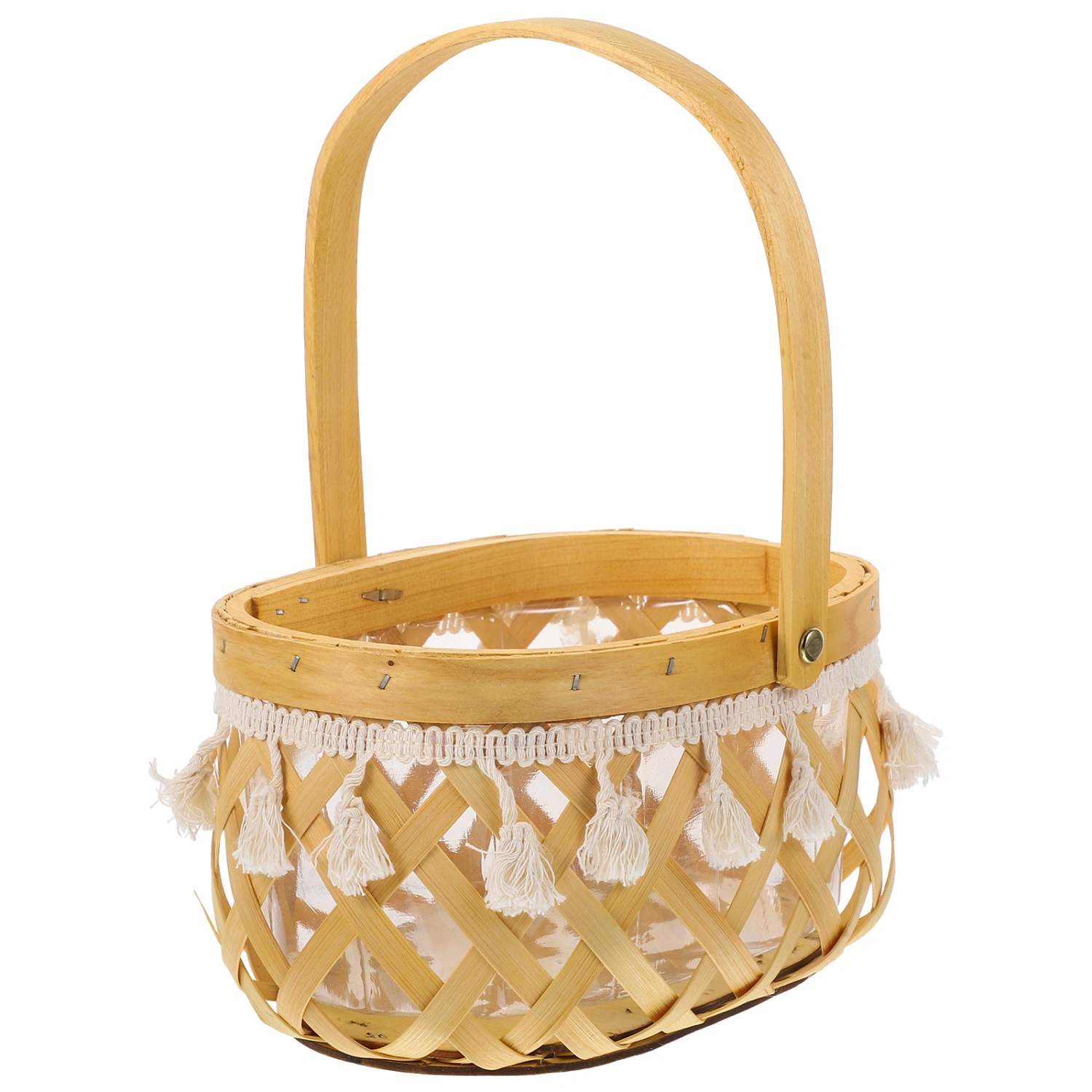 Handwoven Flower Basket with Handle Picnic Basket Wedding Flower Basket Decorative Basket