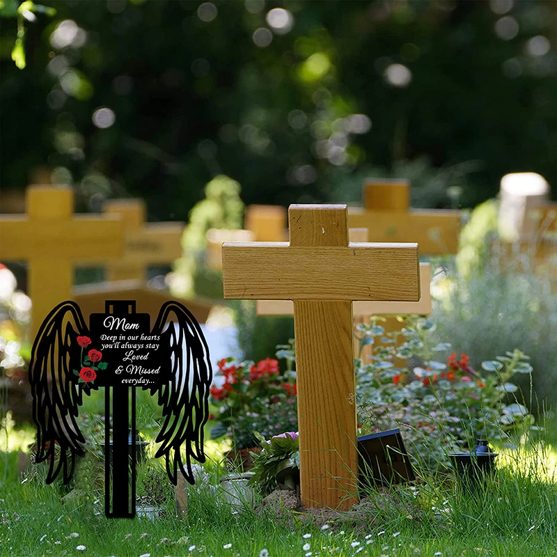 Cemetery Memorial Angel Stake Grave Metal Stake Decor Iron Craft Angel Shape Yard Stake