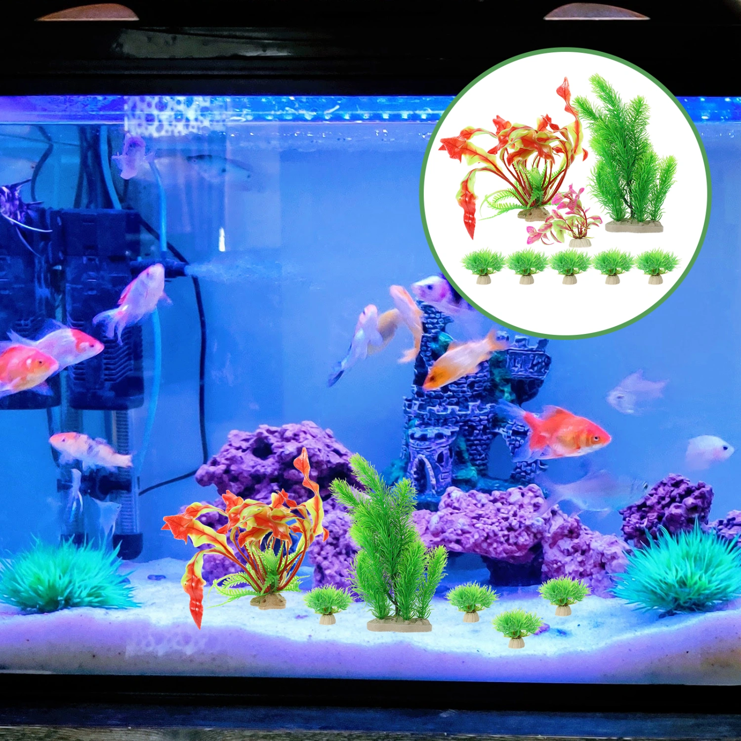 8pcs Fish Tank Plant Fish Tank Landscaping Decoration Fish Tank Aquarium Artificial Plant