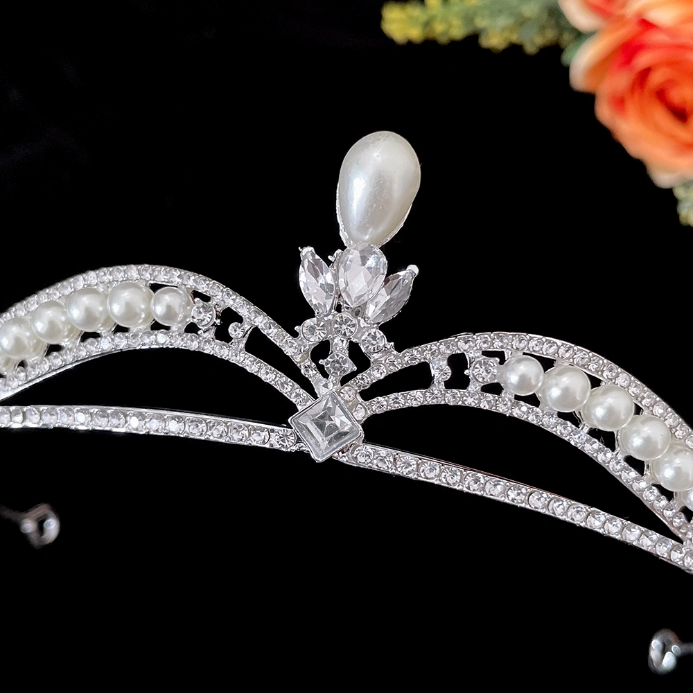 Bridal Crown Headband Wedding Crown Headband Rhinestone Crown Artificial Pearl Crown