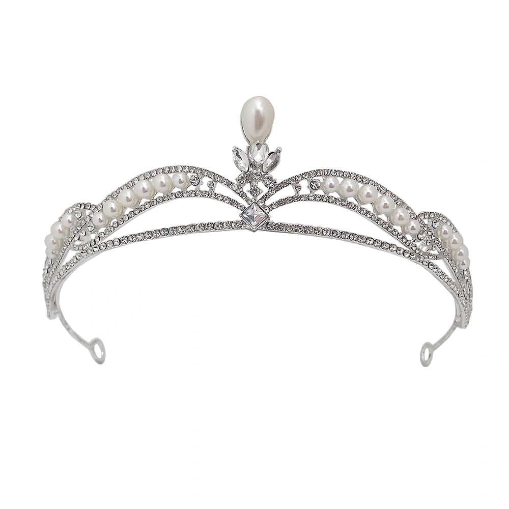 Bridal Crown Headband Wedding Crown Headband Rhinestone Crown Artificial Pearl Crown