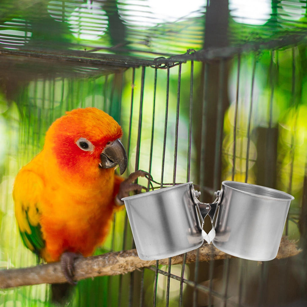 2Pcs Bird Water Feeder Birds Feeding Cups Parrot Food Holder Birdcage Cup with Clamp