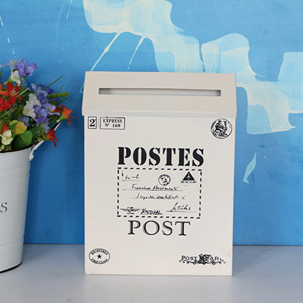 2pcs Wall Mounted Mailboxes Vintage Iron Wall Mount Mailbox Post Box Newspaper Box