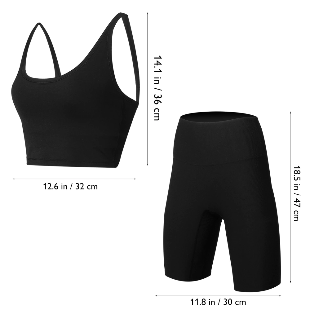 Women Workout Set Crop Tank Tops High Waist Shorts Yoga Two-piece Outfits