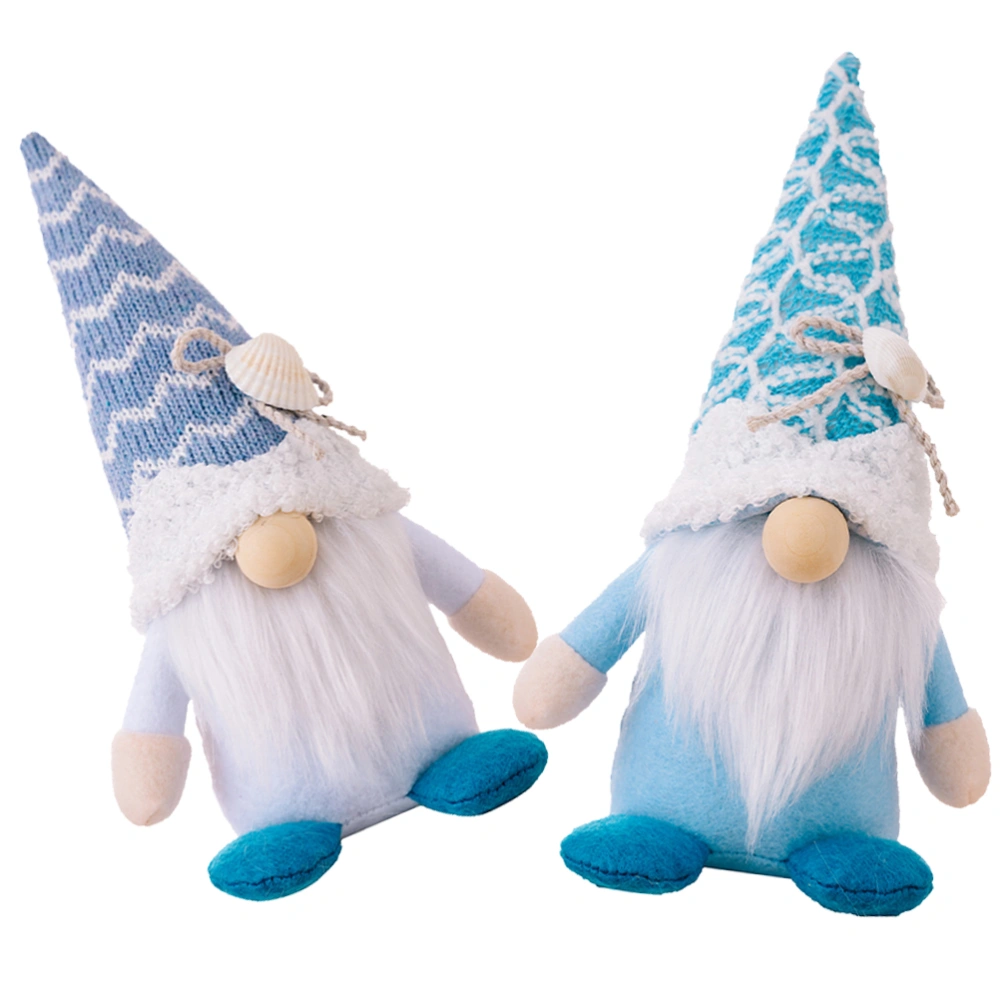 2pcs Summer Beach Gnome Farmhouse Tiered Tray Rustic Beach Gnome Beach Elf Dwarf