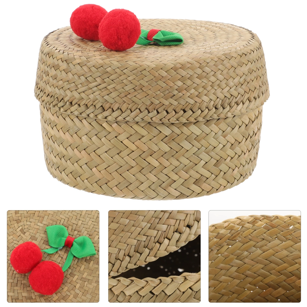 Handmade Woven Flower Basket Gift Box Mini Sundries Container Fruit Basket With Lid