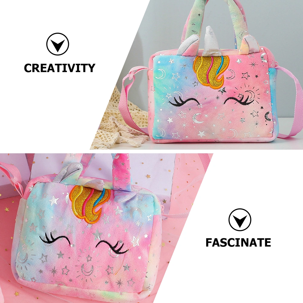 Portable Cartoon Handbag Kids Use Cartoon Unicorn Crossbody Bag Decorative Single-shoulder Bag