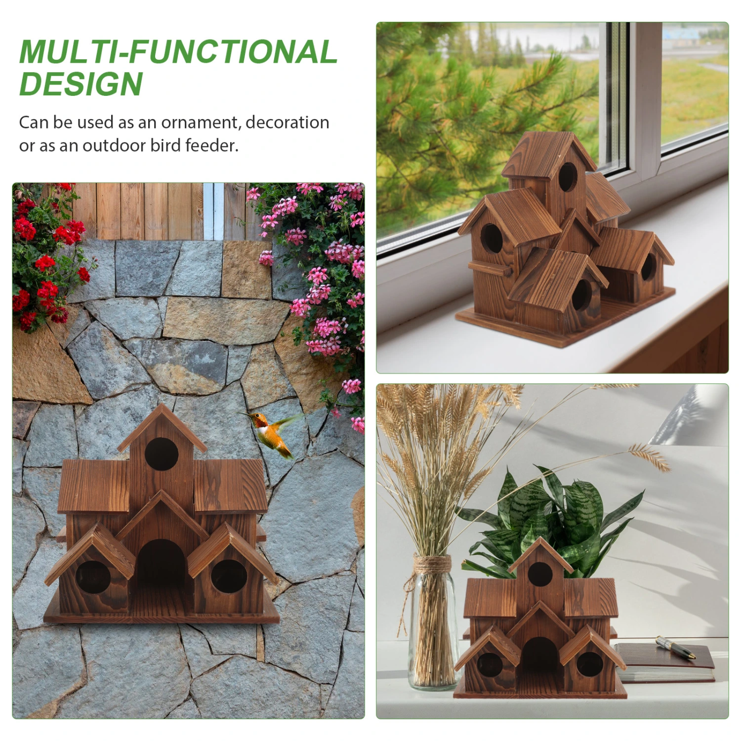 Wooden Bird House Outside Hanging Bird House Backyard Courtyard Decorative Bird House