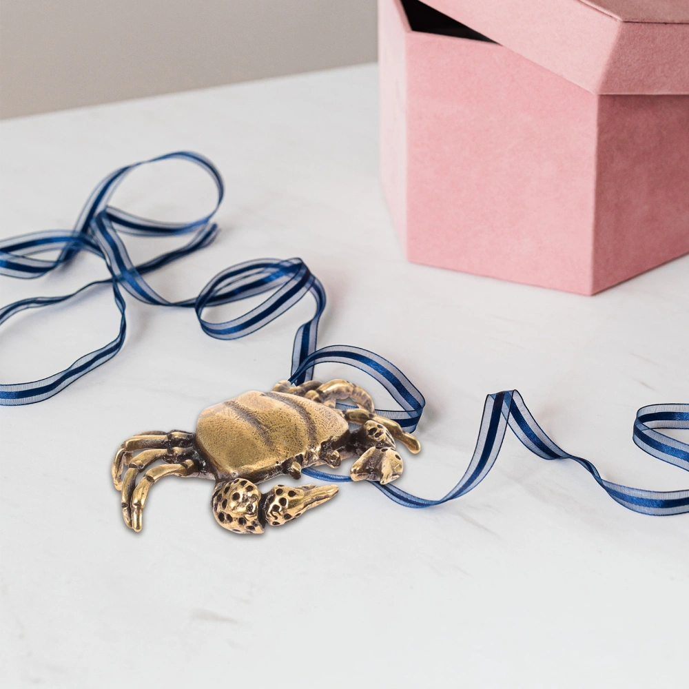 Retro Brass Crab Statue Home Desktop Decoration Small Brass Crab-shape Figurine