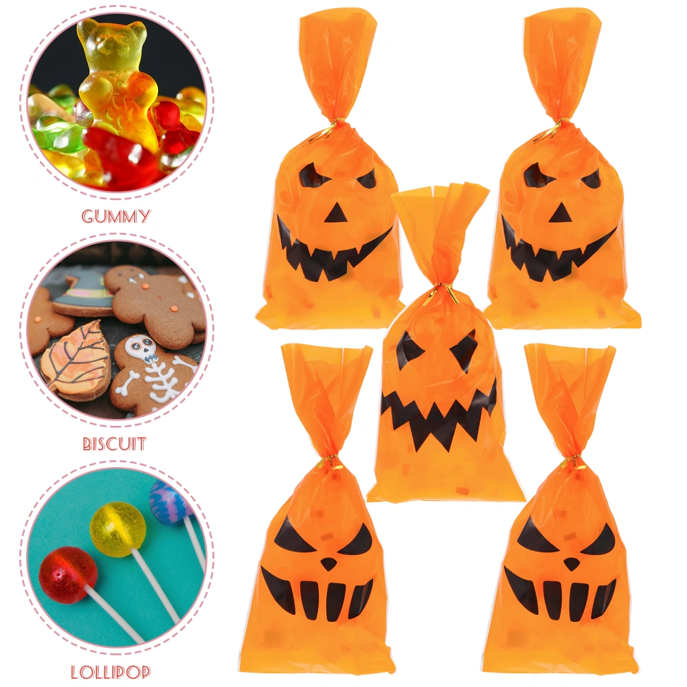 100pcs Halloween Plastic Candy Bags  Carnival Party Treat Bags Printed  Carnival Party Cookie Candy Treat Bags