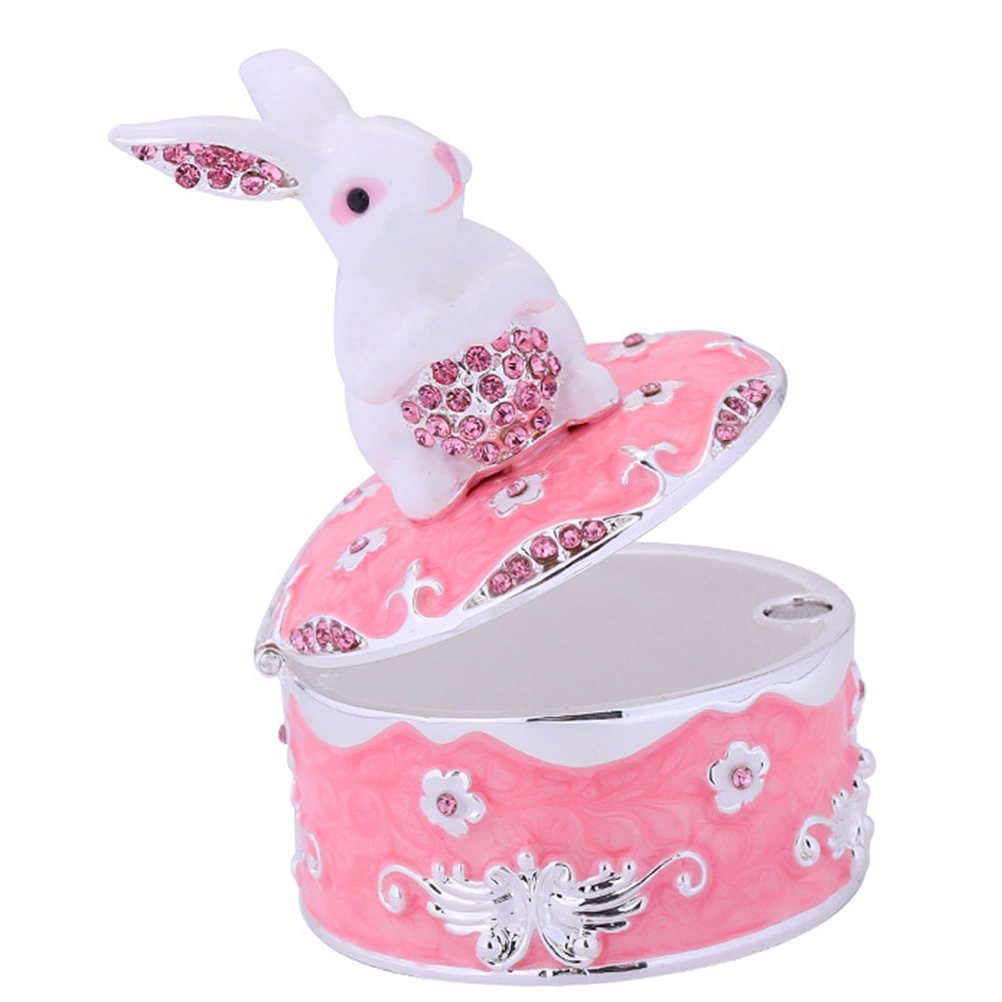 Enamel Rhinestones Bunny Jewelry Box Shiny Rhinestone Bunny Trinket Box Animal Trinket Jewelry Box