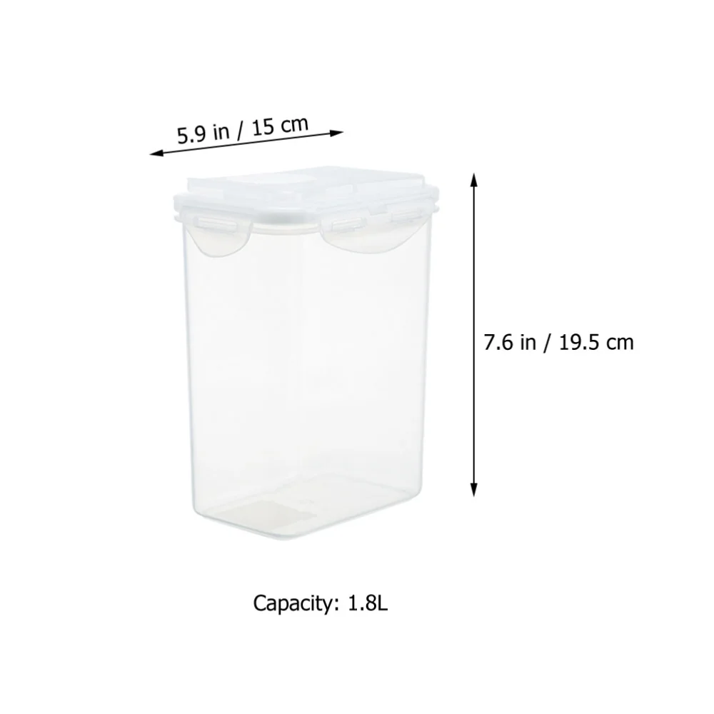 2Pcs Airtight Clear Food Jar Kitchen Storage Jar for Grains Cereals Dried Fruits