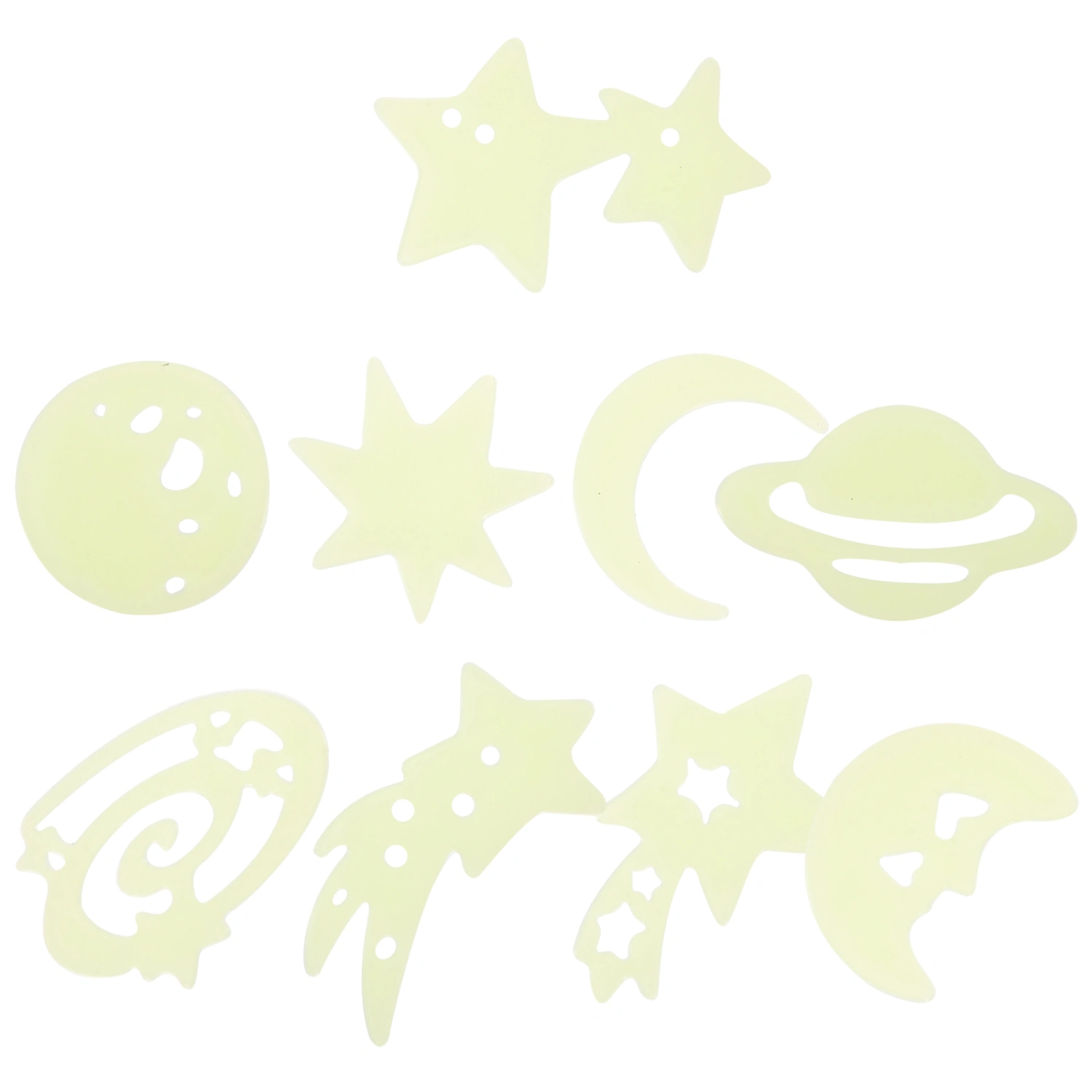 1 Pack Glowing Stars Stickers Moon Spaceship Wall Stickers Luminous Wall Decals Room Decors