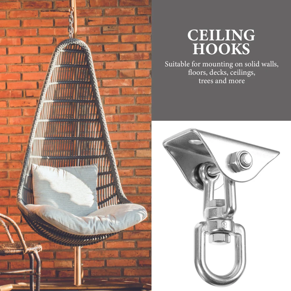 1 Set of Heavy Duty Swing Hanger Stainless Steel Ceiling Hook Sturdy Swing Hanger Hammock Hook