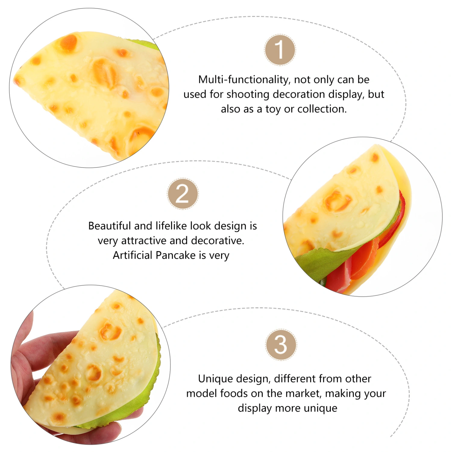 Realistic Pancake Simulation Taco Fake Burrito Dessert Model for Decoration Display Prop