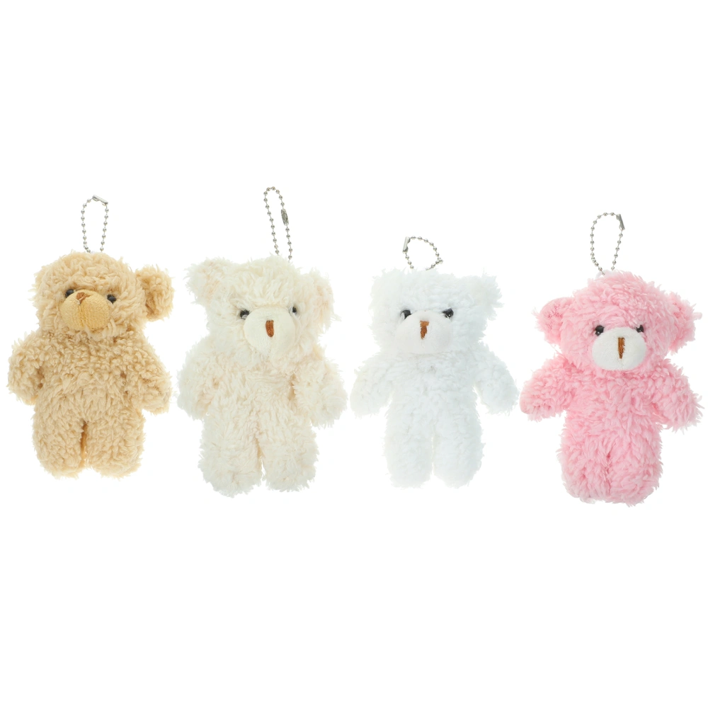 4pcs Mini Stuffed Bear Pendant Animal Plush Toys Plush Bear Keychain Pendant