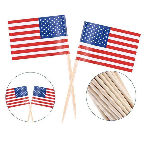 50pcs 4th of July Mini American Flag Patriotic Cocktail Picks Independence Day Cake Decor