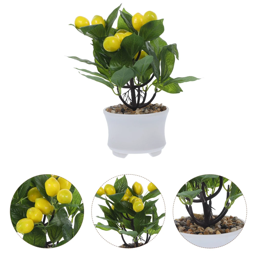 Artificial Lemon Tree Fake Potted Plant Decorative Potted Lemon Tree Simulation Lemon Bonsai