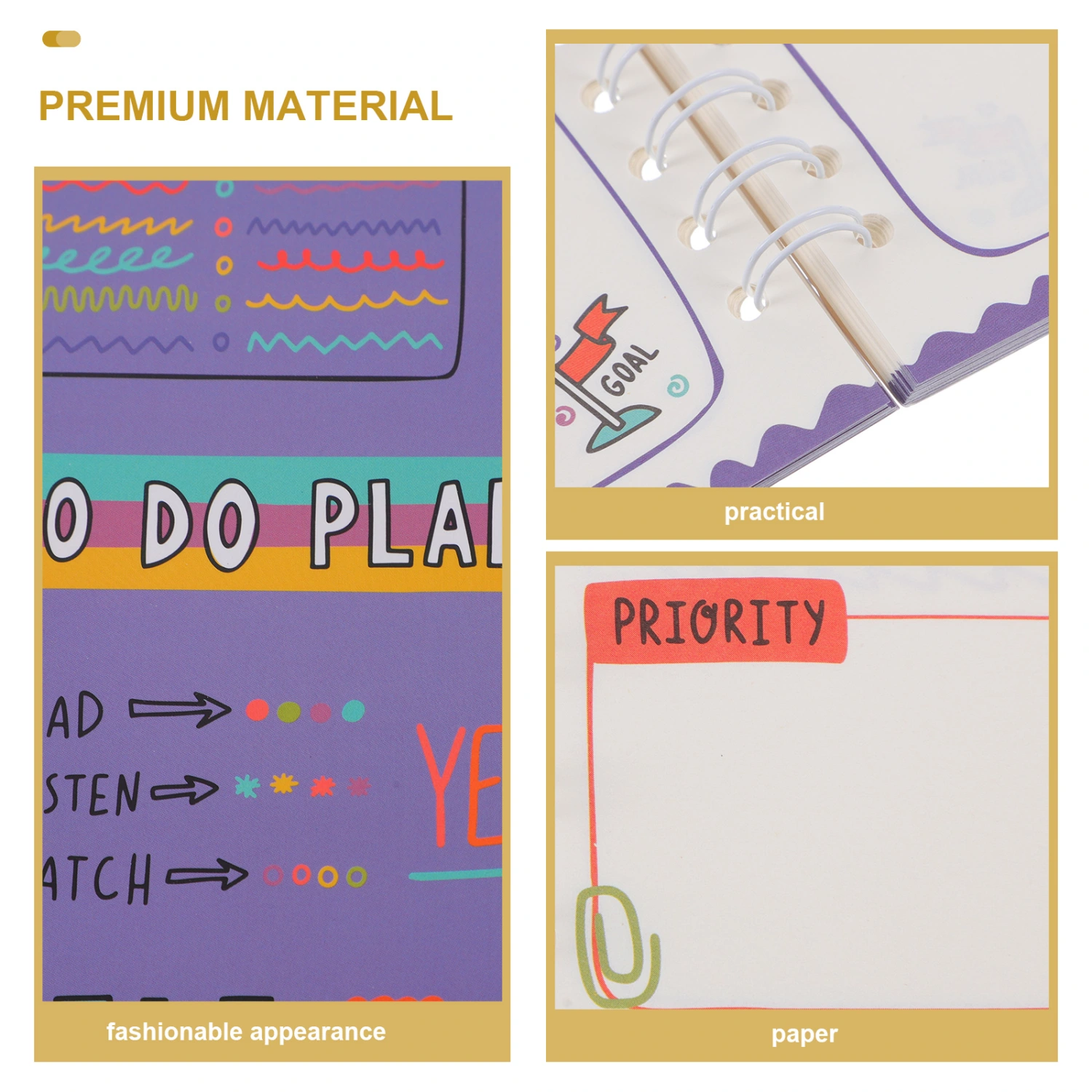 English Daily Planner Schedule Notebook Portable Notebook Students Planner Notepad