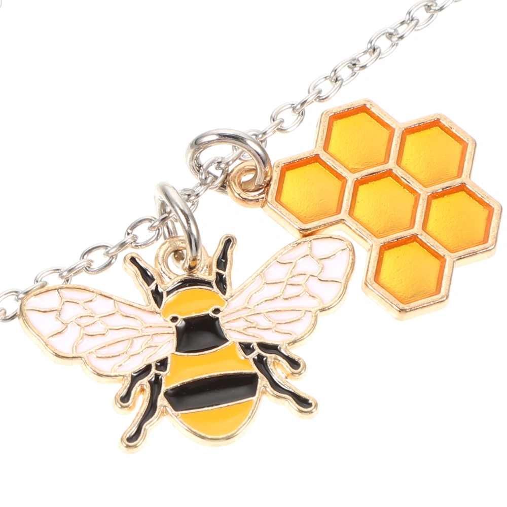 Bee Necklace Honeycomb Charm Necklace Pendant Necklace Women Necklace Kewelry