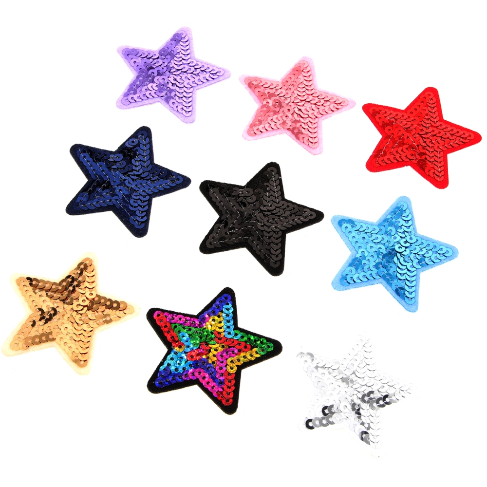 9pcs Star Patches Self-adhesive Sequins Appliques DIY Craft Patches for Clothes Backpacks Hats Jeans Jackets