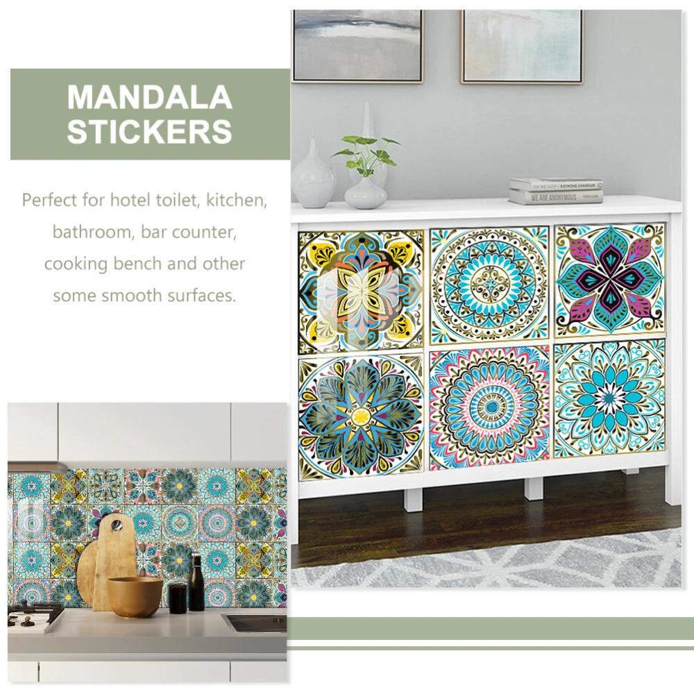 10 Sheets of Mandala Style Tile Sticker Household Self-adhesive Tile Sticker Removable Mural Decal