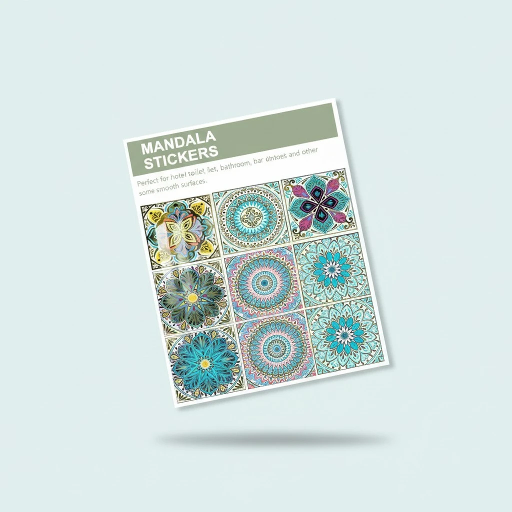 10 Sheets of Mandala Style Tile Sticker Household Self-adhesive Tile Sticker Removable Mural Decal