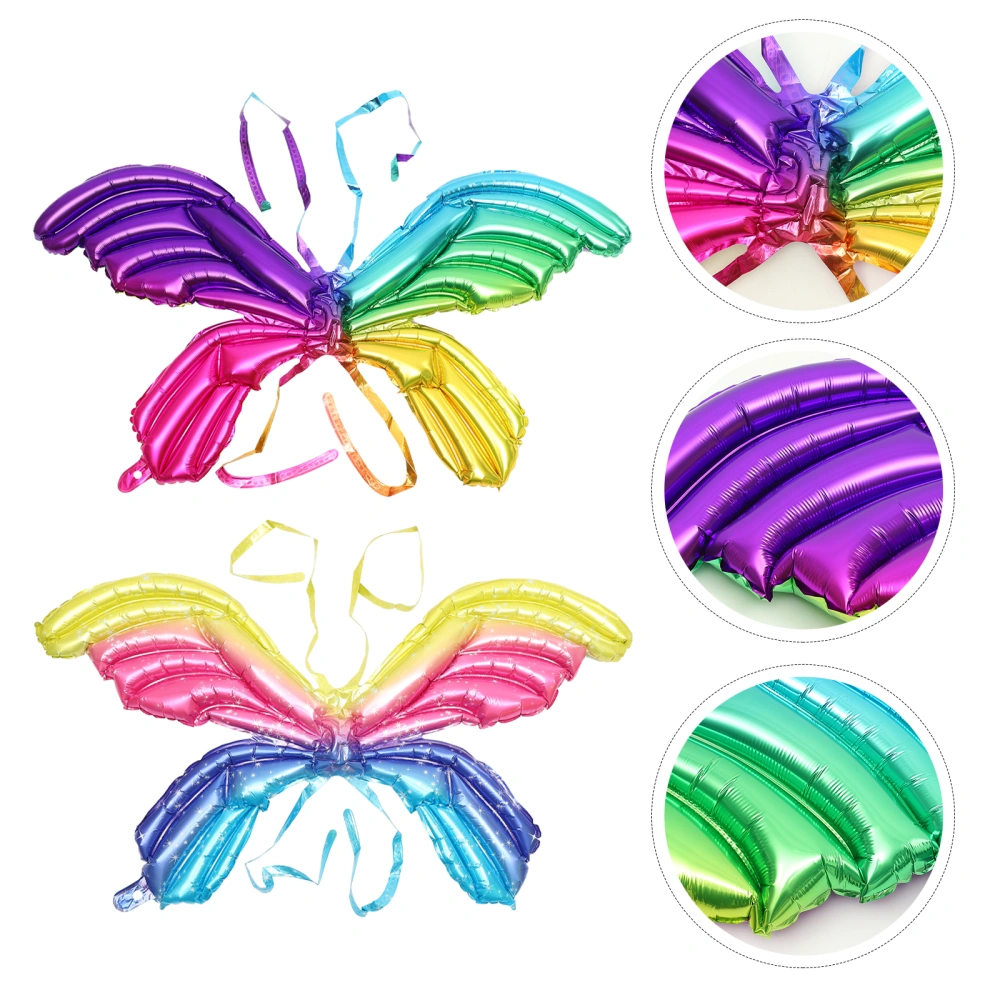 2Pcs Aluminum Foil Balloons Themed Party Props Party Butterfly Wings Foil Balloons