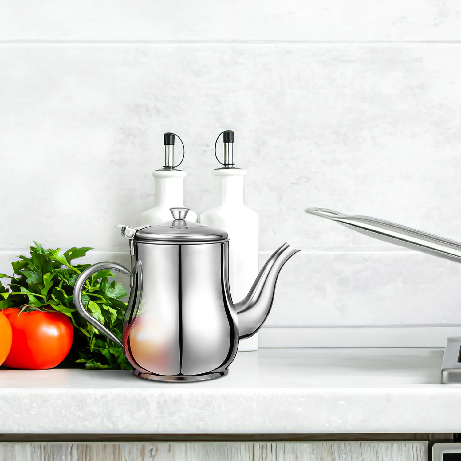 Stainless Steel Oil Strainer Pot Oil Dispenser with Removable Strainer Oil Filtering Pot