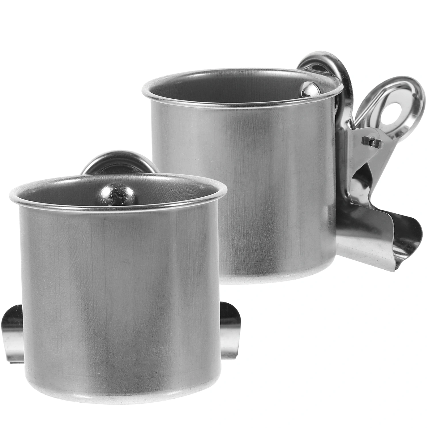 2Pcs Parrot Feeder Bird Cage Mount Bird Trough Bird Food Container Stainless Steel Food Cup