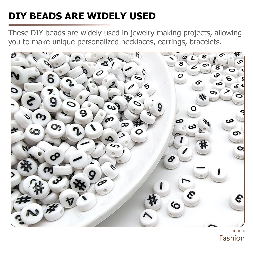 100Pcs Number Beads Acrylic Loose Beads DIY Number Beads Bracelet Beads Stylish Number Beads