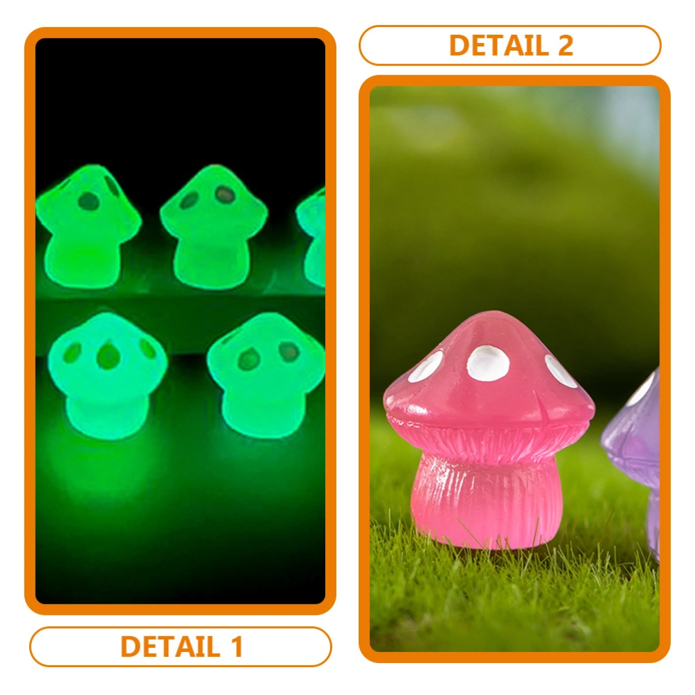 40pcs Resin Glow In The Dark Mushrooms Tiny Mushroom Decors Mini Mushrooms Bonsai Mushroom Models