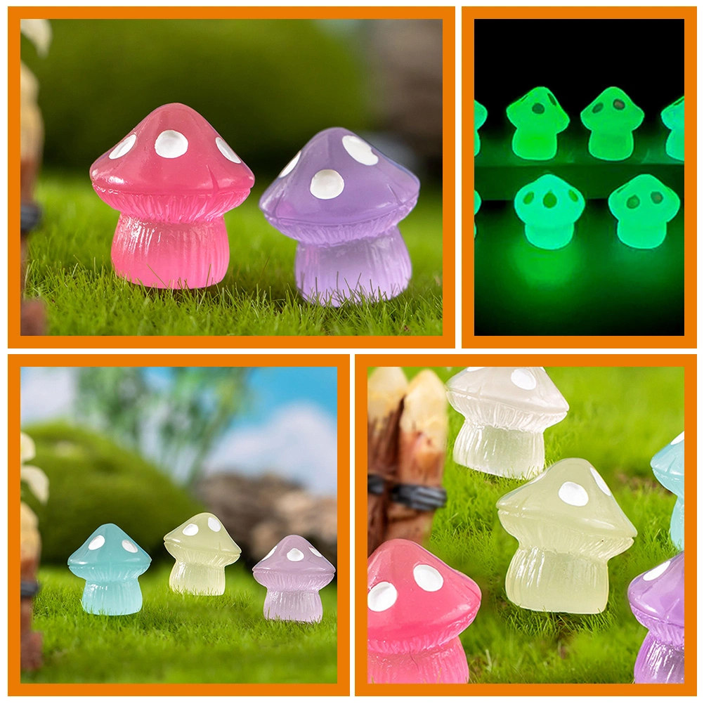40pcs Resin Glow In The Dark Mushrooms Tiny Mushroom Decors Mini Mushrooms Bonsai Mushroom Models